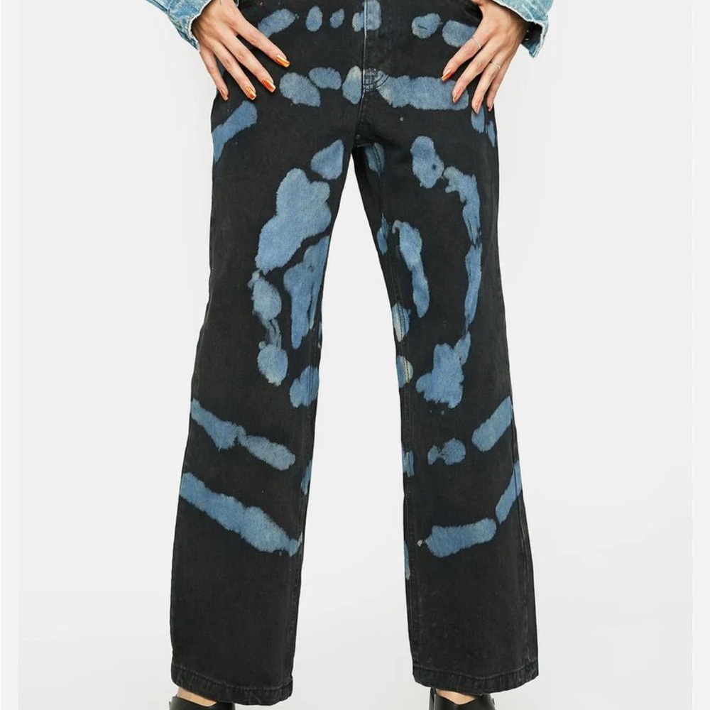 NWOT The Ragged Priest Beyond Tie Dye Dad Jeans Black Blue Size 24 $90